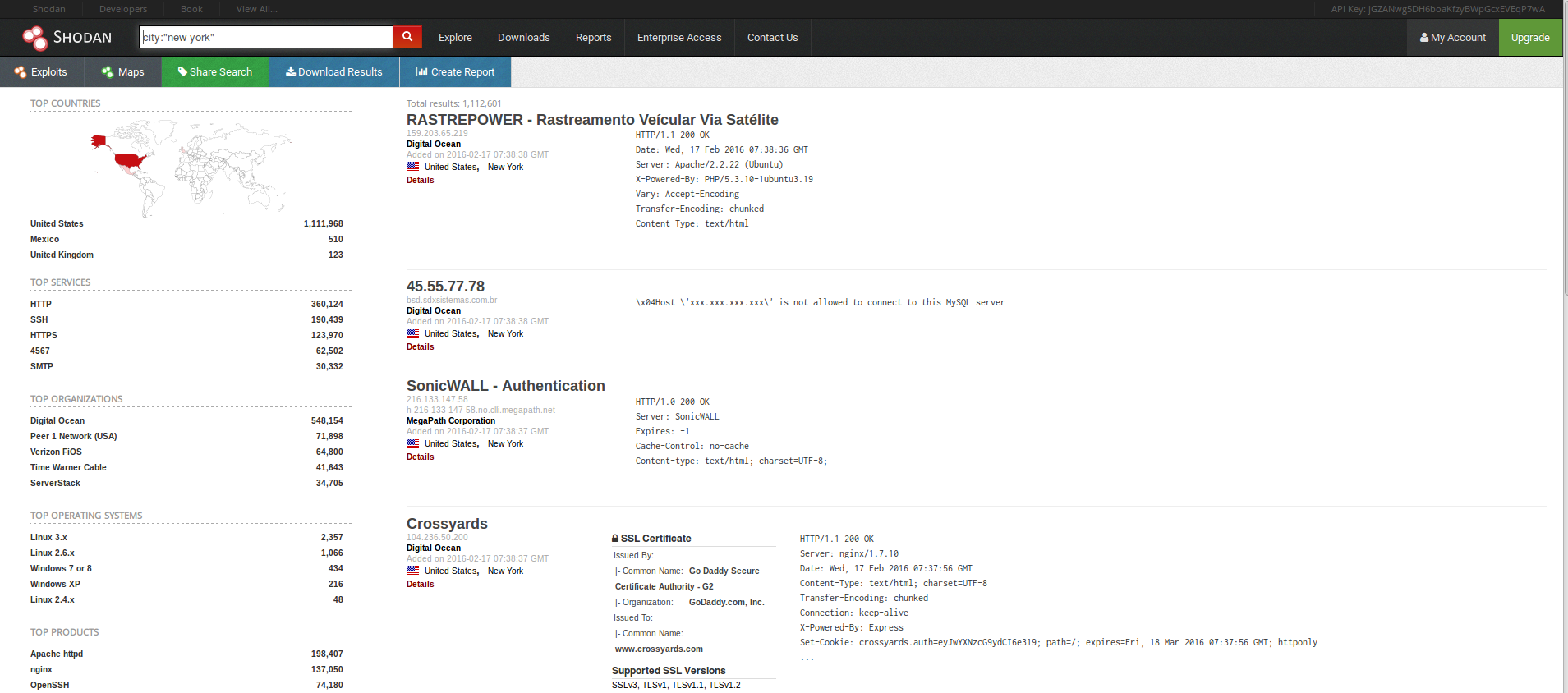 Shodan City Searching