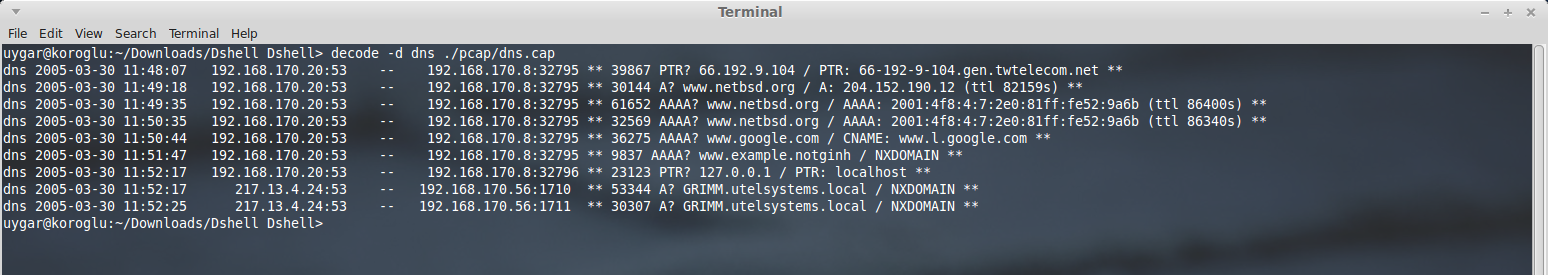 dshell dns