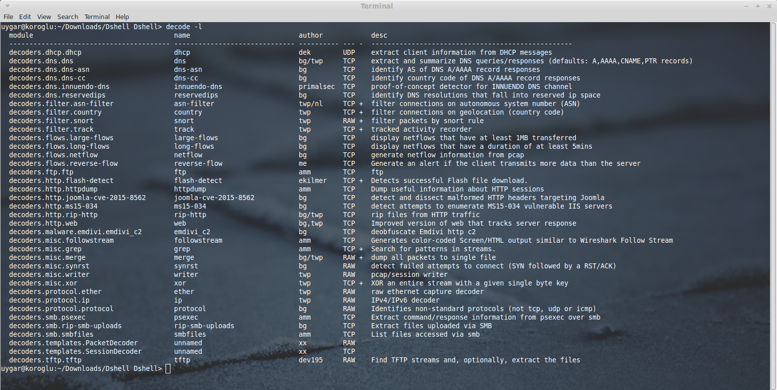 dshell modules