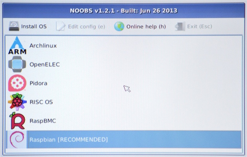 NOOBS grafik arayüzü